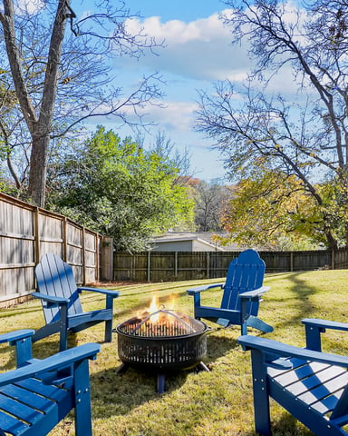 Backyard fire pit at the Avondale house in Birmingham